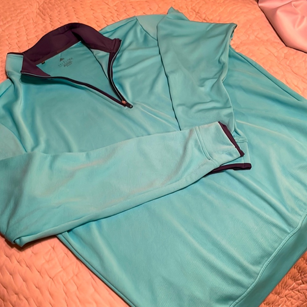 Men’s adidas quarter zip in aqua, size large